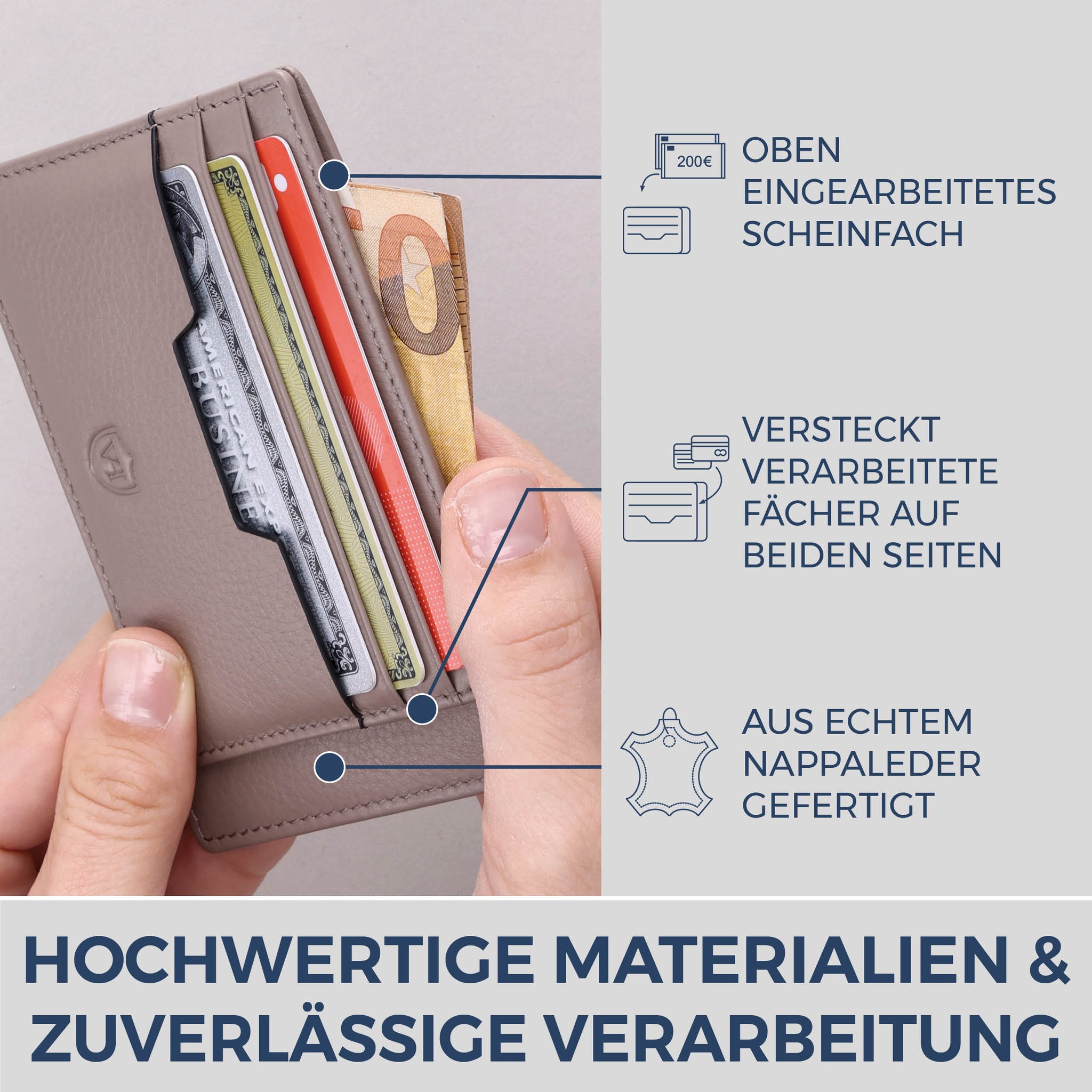 Kartenetui mit RFID-Schutz & 8 Kartenfächer (Genarbt)