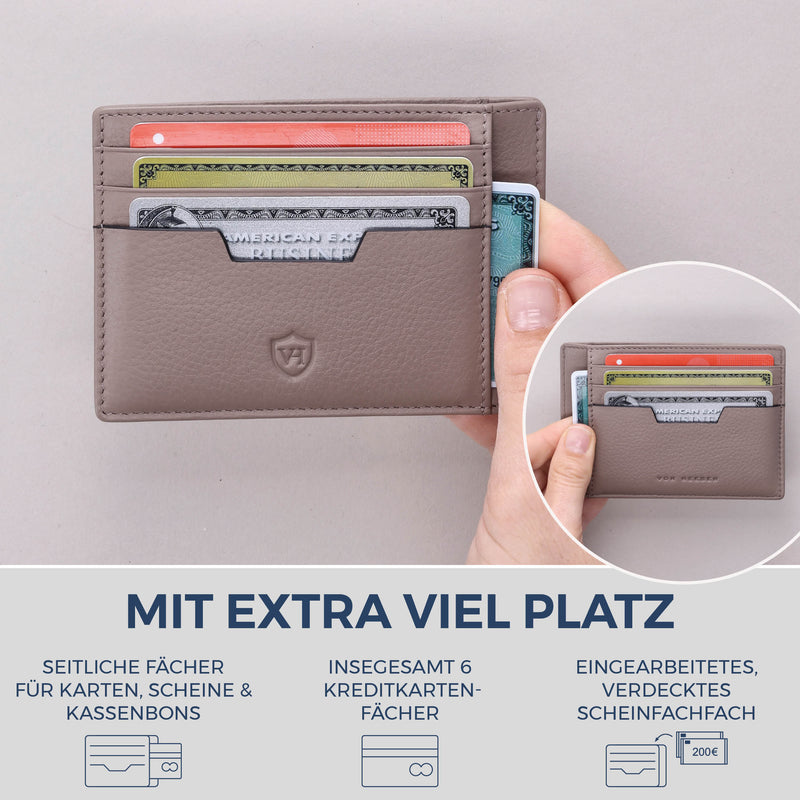 Kartenetui mit RFID-Schutz & 8 Kartenfächer (Genarbt)