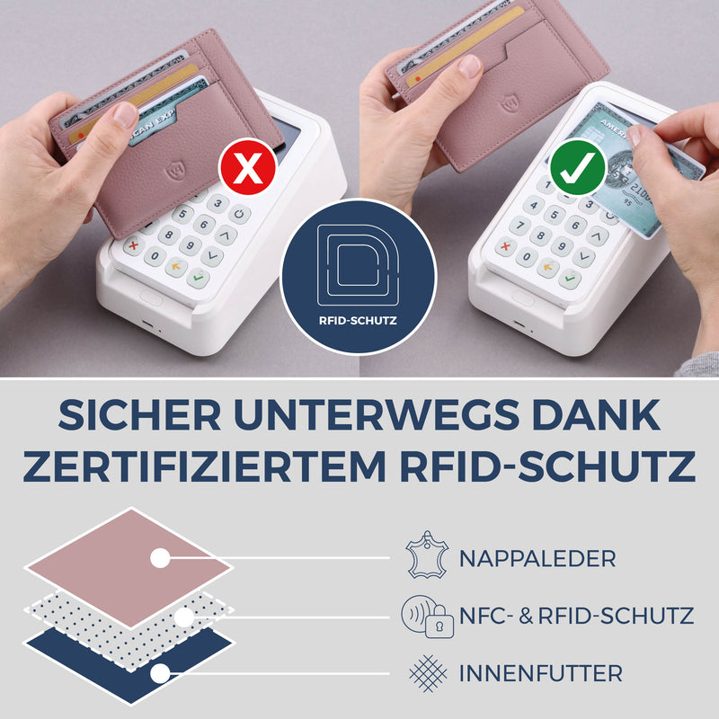 Kartenetui mit RFID-Schutz & 8 Kartenfächer (Genarbt)