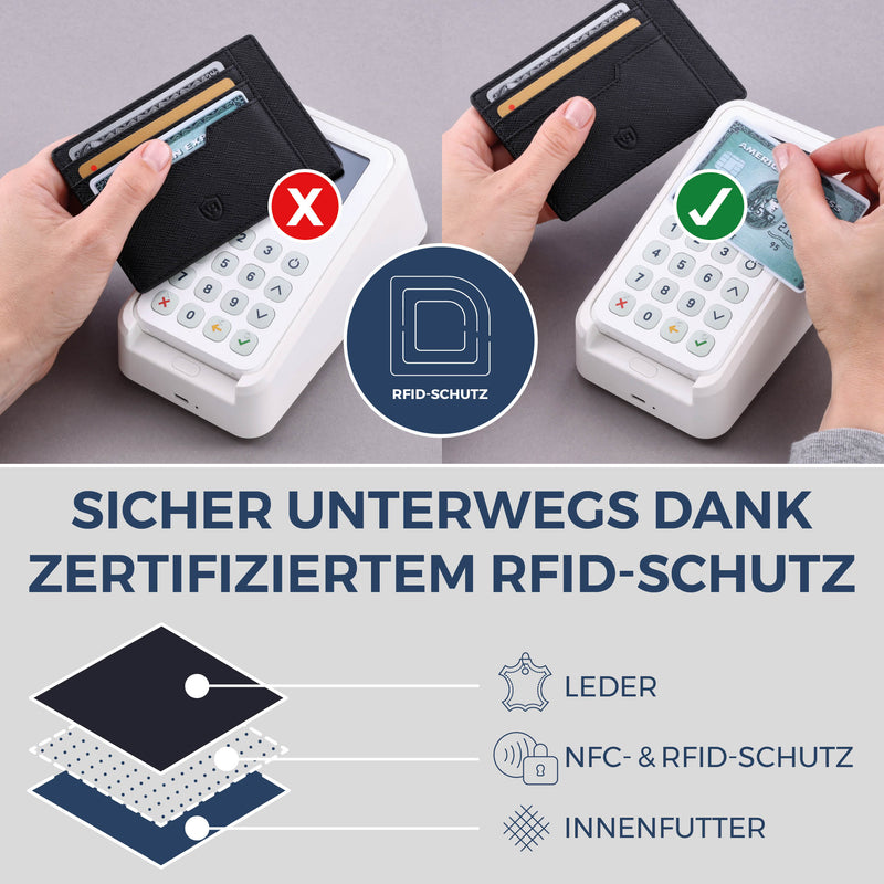 Kartenetui mit RFID-Schutz & 8 Kartenfächer (Saffiano)