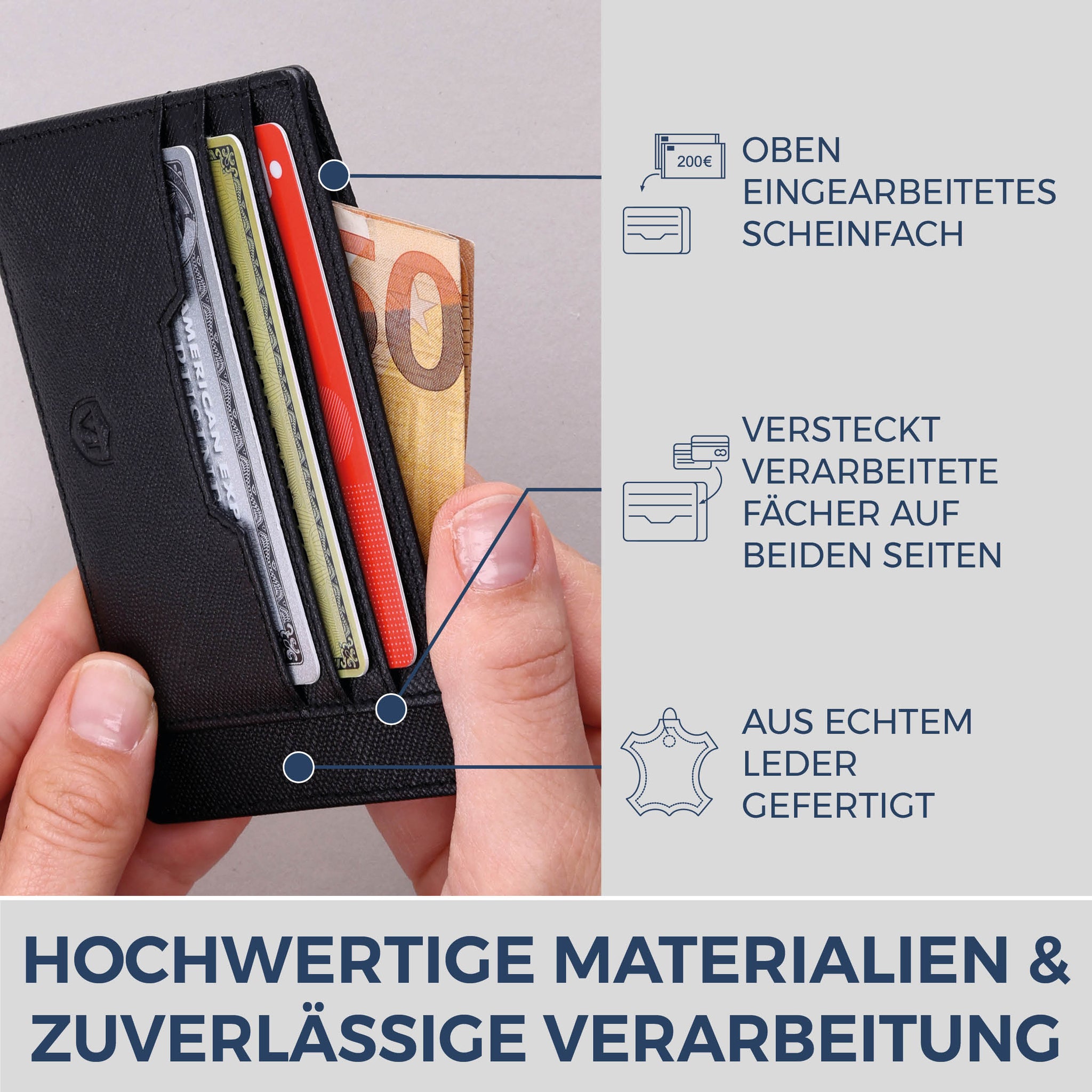 Kartenetui mit RFID-Schutz & 8 Kartenfächer (Saffiano)