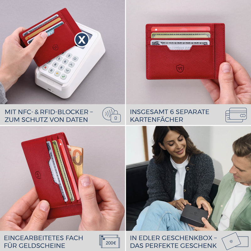 Kartenetui mit RFID-Schutz & 8 Kartenfächer (Saffiano)