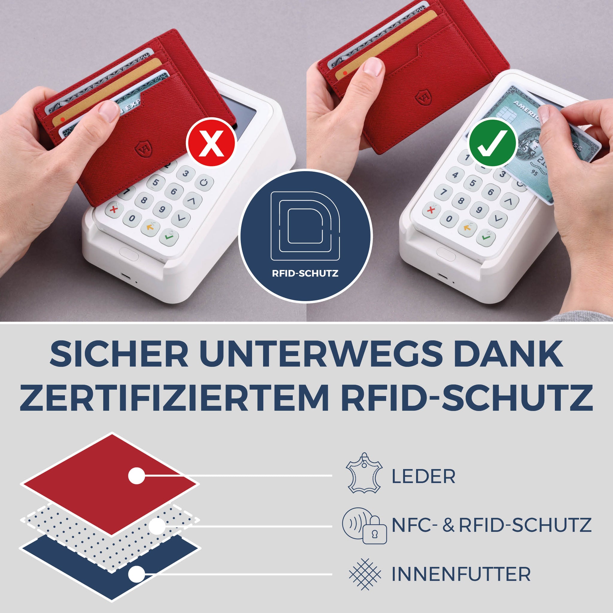 Kartenetui mit RFID-Schutz & 8 Kartenfächer (Saffiano)