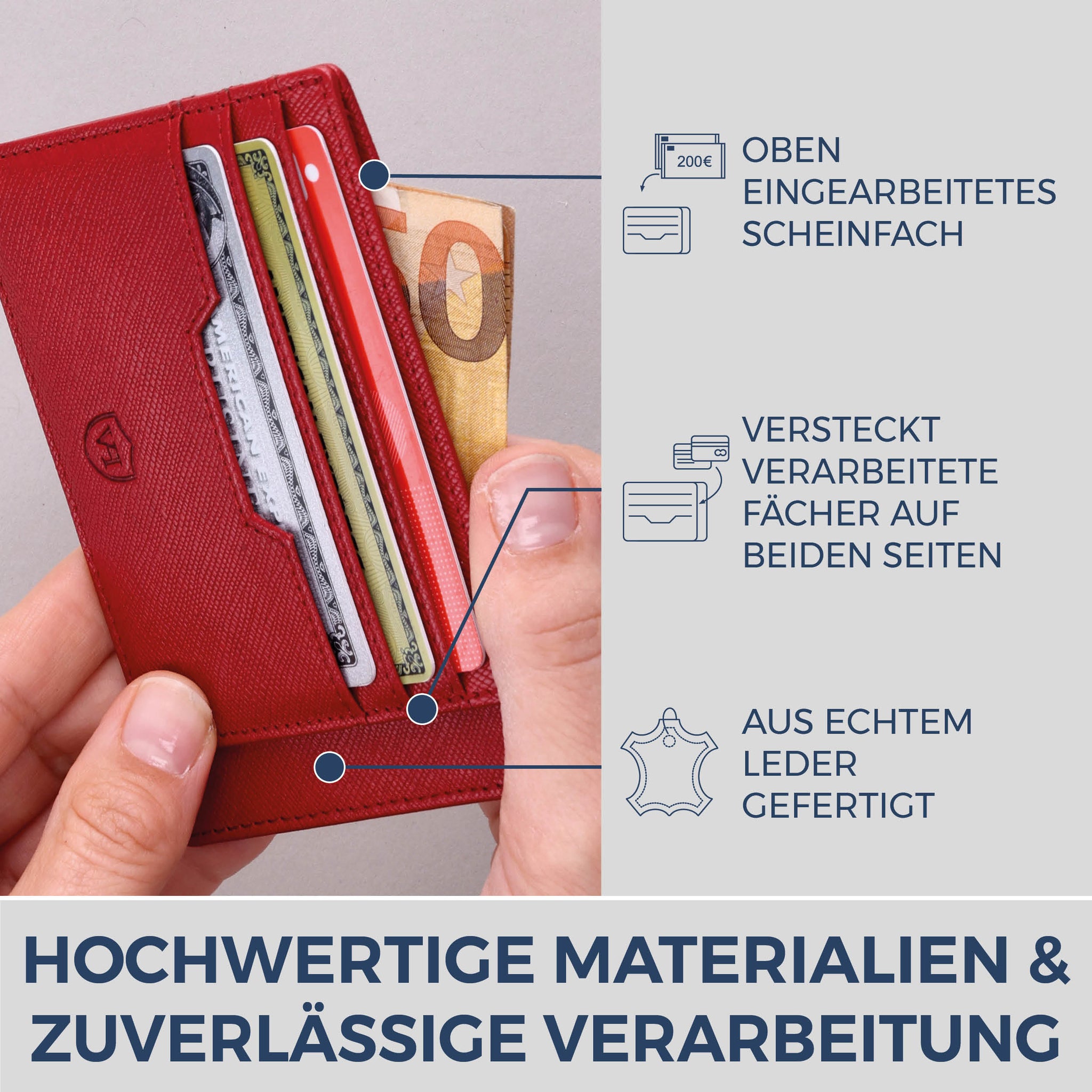 Kartenetui mit RFID-Schutz & 8 Kartenfächer (Saffiano)