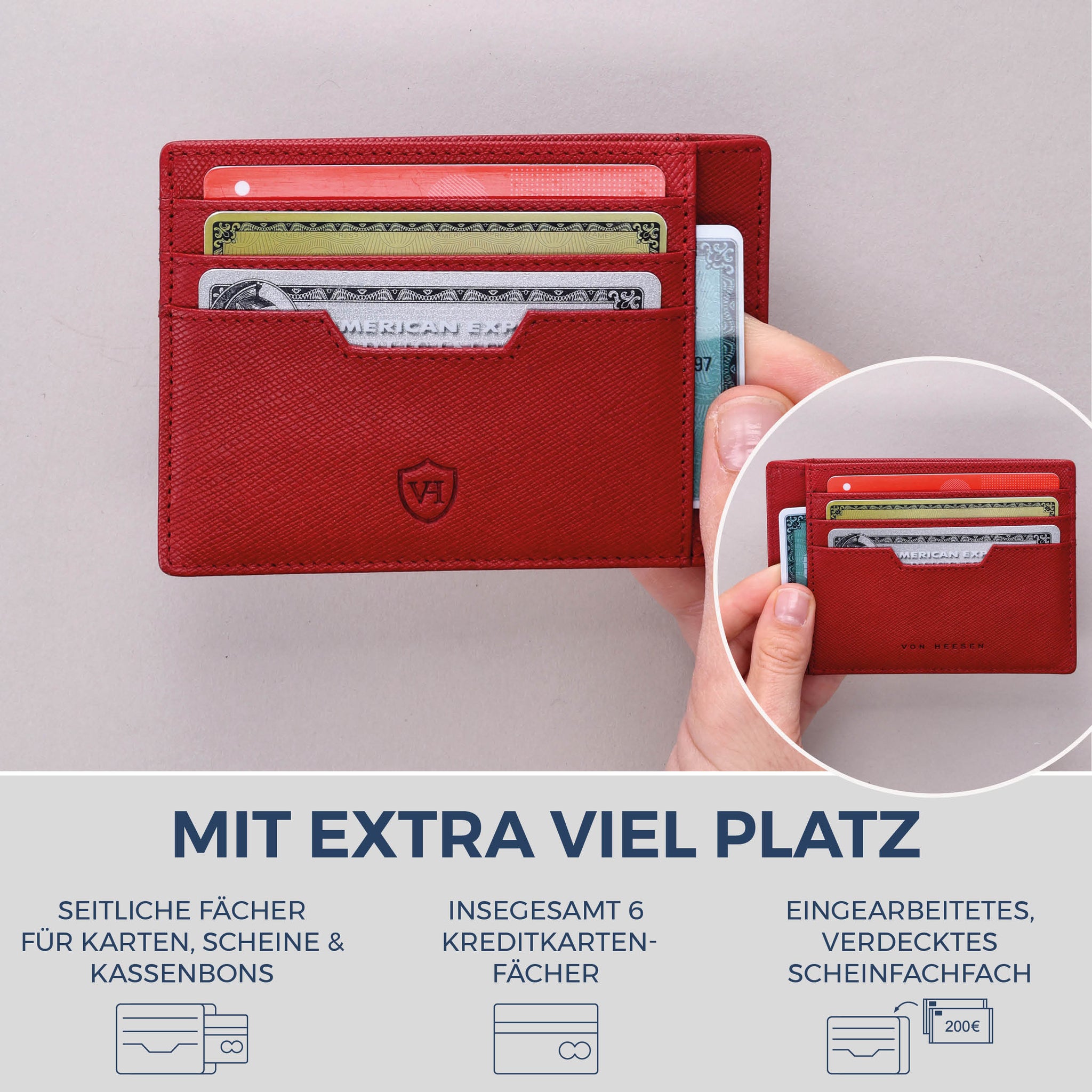 Kartenetui mit RFID-Schutz & 8 Kartenfächer (Saffiano)