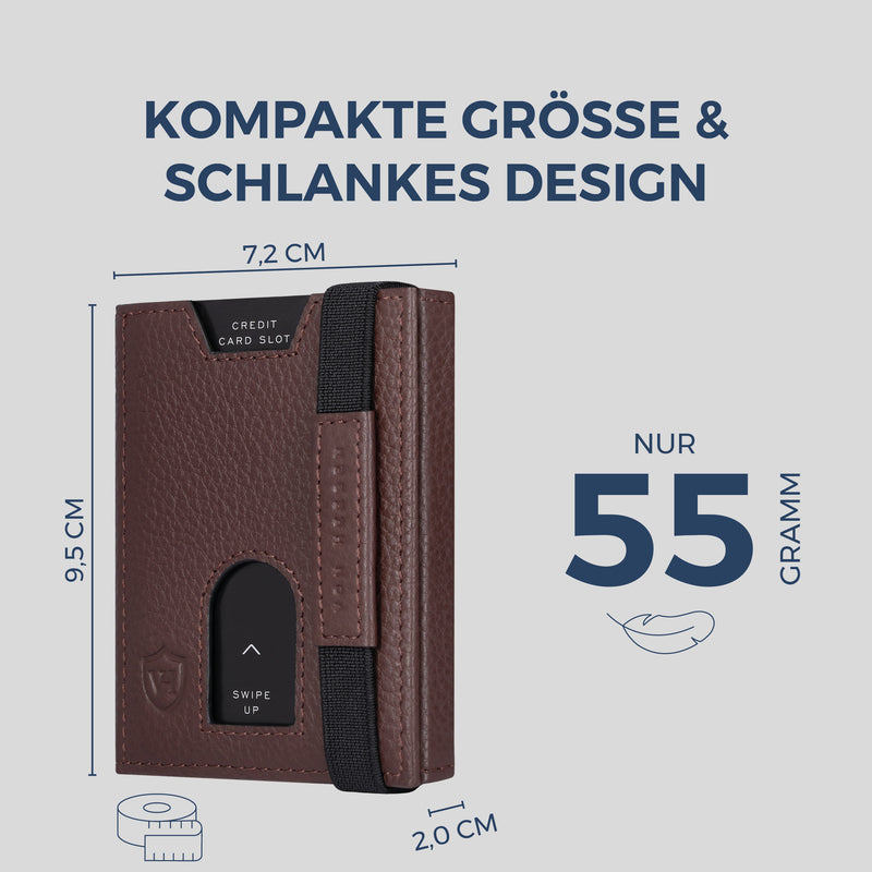 Slim Wallet mit RFID-Schutz & 6 Kartenfächer (Genarbt)
