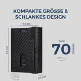 Slim Wallet mit RFID-Schutz & 6 Kartenfächer (Carbon)