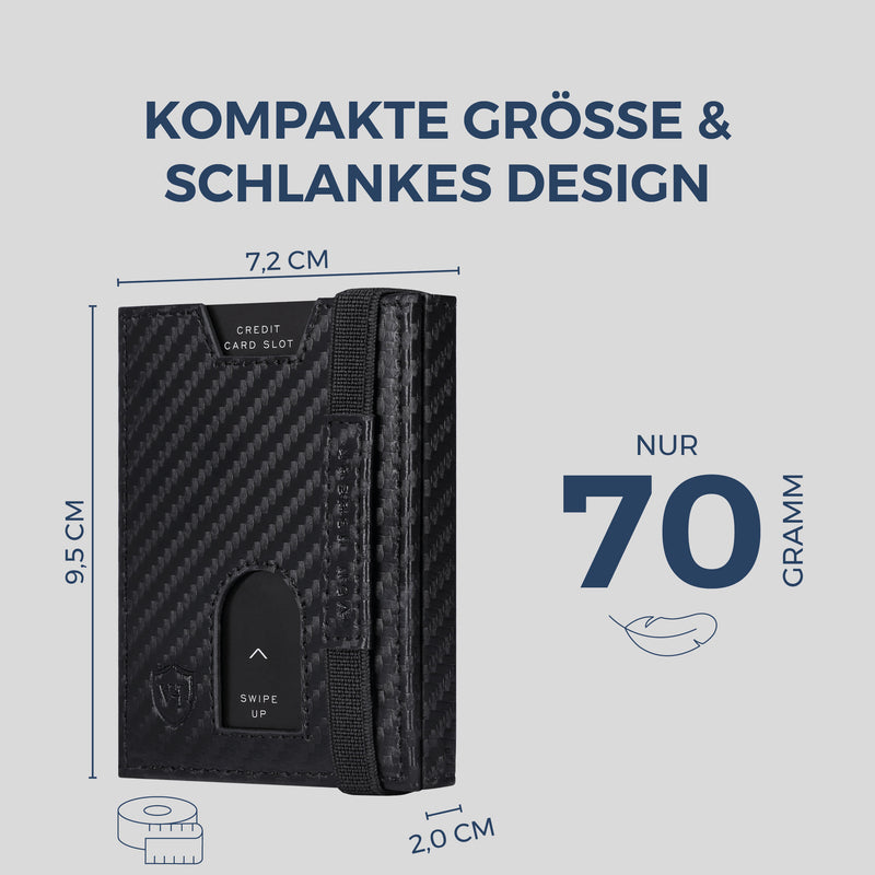 Slim Wallet mit RFID-Schutz & 6 Kartenfächer (Carbon)