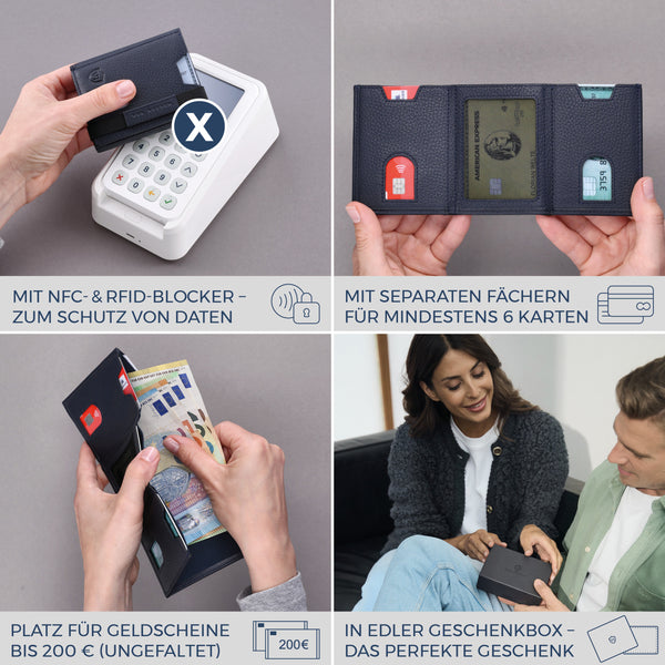 Slim Wallet mit RFID-Schutz und 6 Kartenfächer