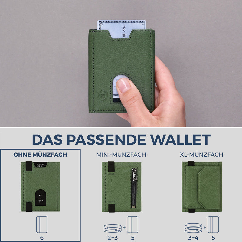 Slim Wallet mit RFID-Schutz & 6 Kartenfächer (Genarbt)