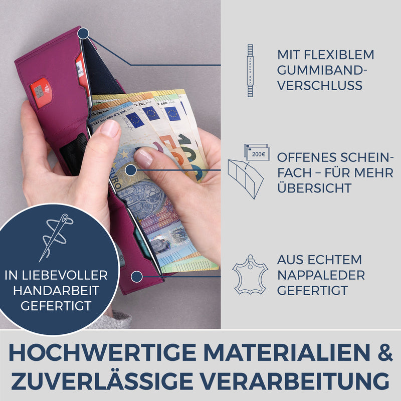 Slim Wallet mit RFID-Schutz & 6 Kartenfächer (Genarbt)