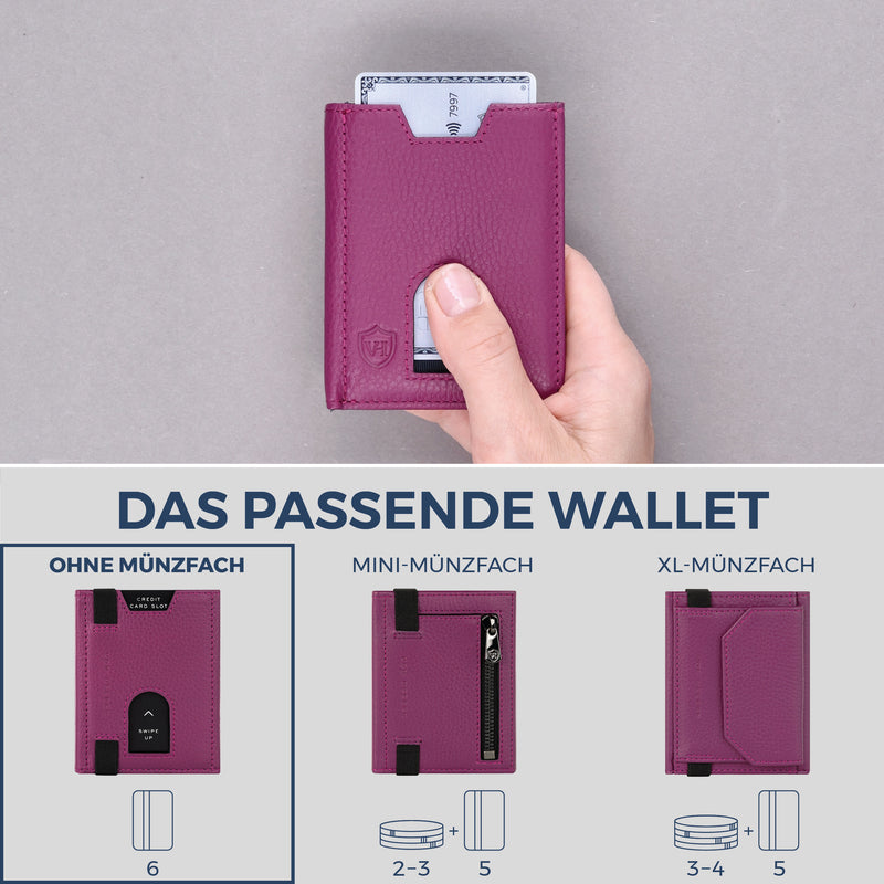 Slim Wallet mit RFID-Schutz & 6 Kartenfächer (Genarbt)