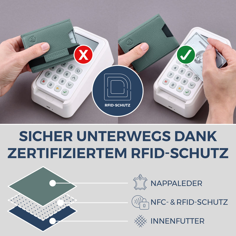 Slim Wallet mit RFID-Schutz & 6 Kartenfächer (Genarbt)