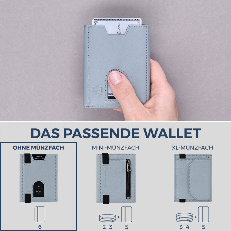 Slim Wallet mit RFID-Schutz & 6 Kartenfächer (Genarbt)