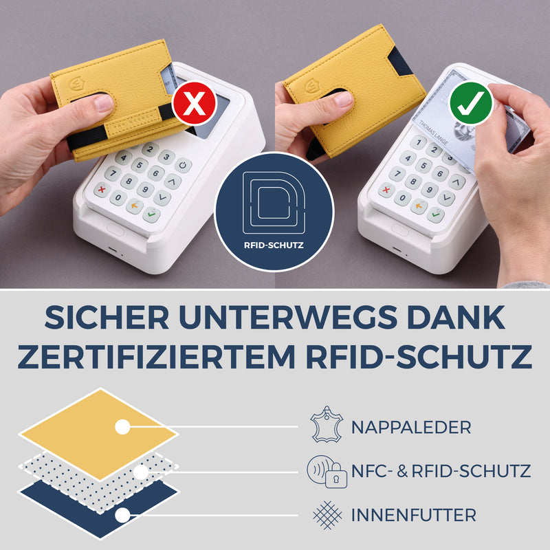 Slim Wallet mit RFID-Schutz & 6 Kartenfächer (Genarbt)