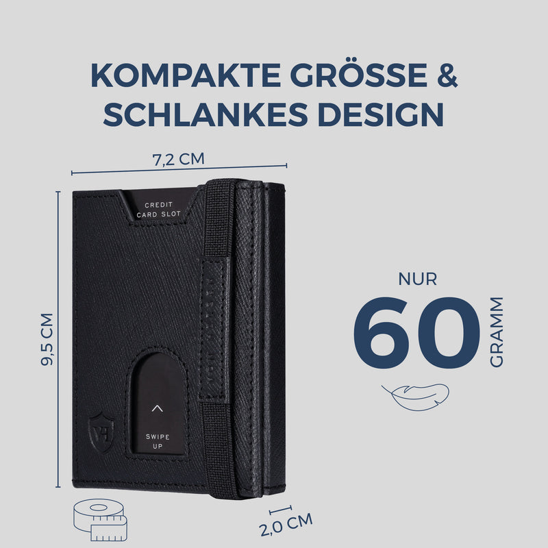 Slim Wallet mit RFID-Schutz & 6 Kartenfächer (Saffiano)