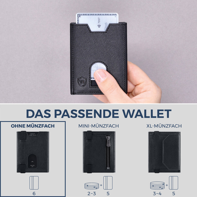 Slim Wallet mit RFID-Schutz & 6 Kartenfächer (Saffiano)
