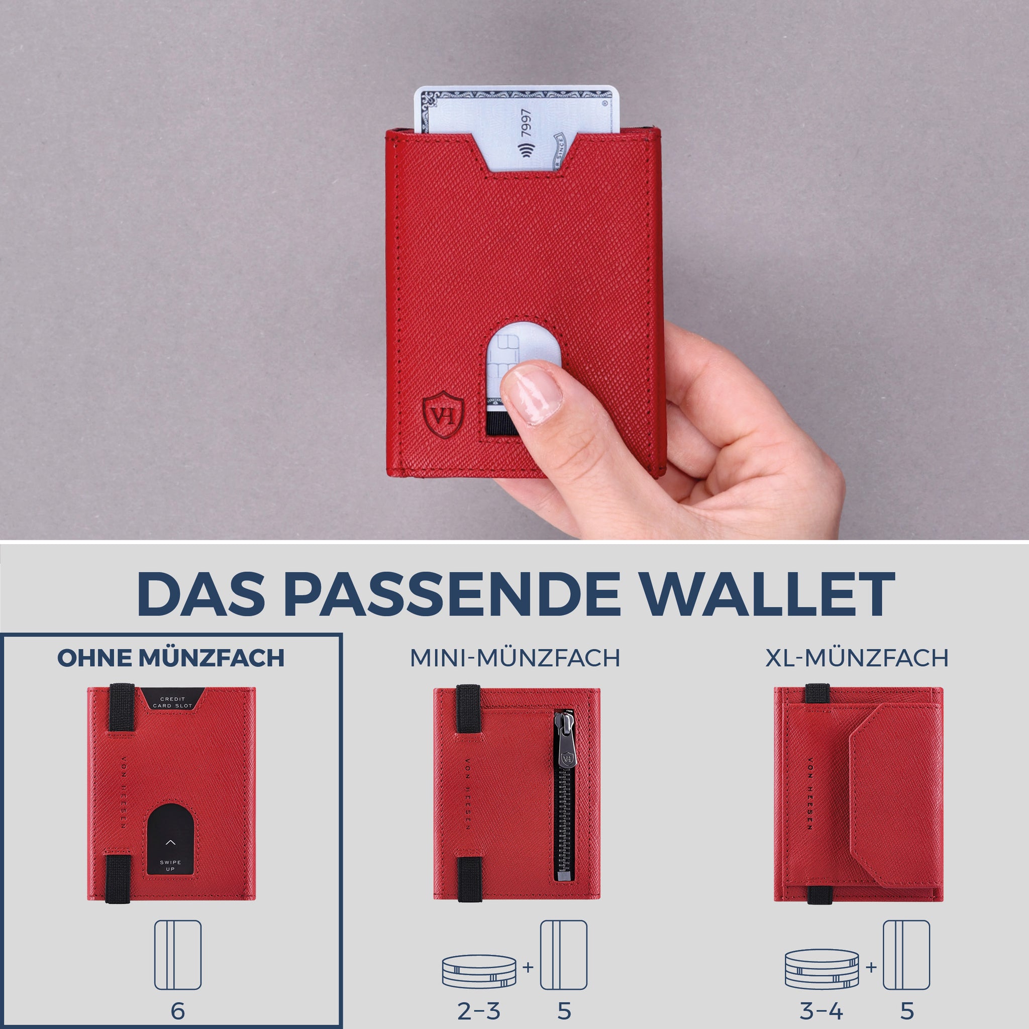 Slim Wallet mit RFID-Schutz & 6 Kartenfächer (Saffiano)