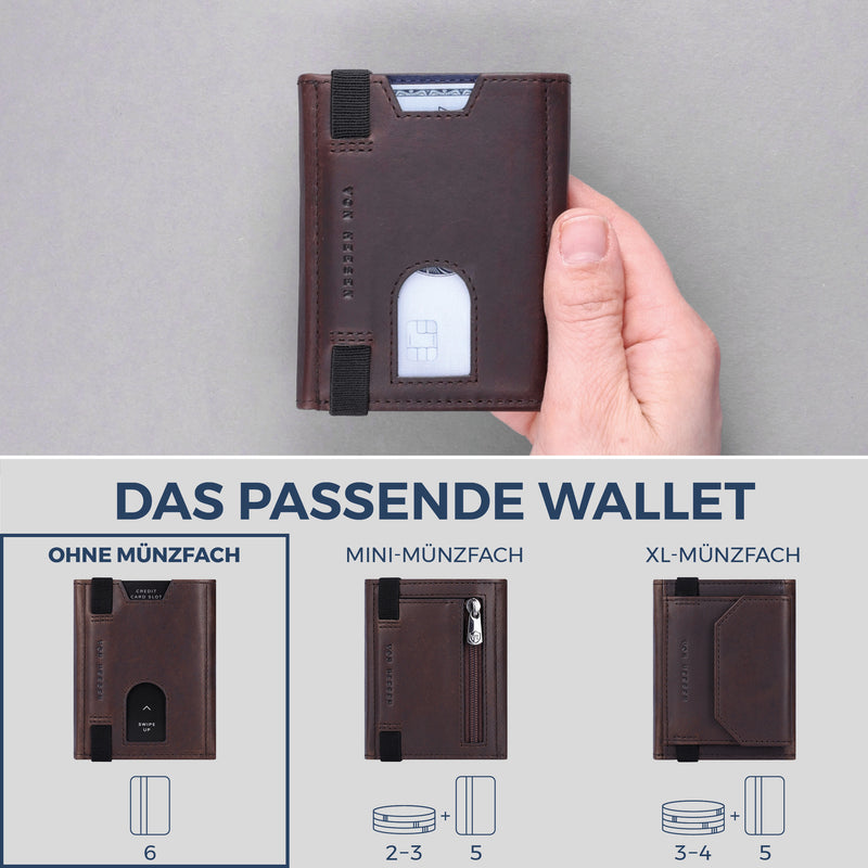 Slim Wallet mit RFID-Schutz & 6 Kartenfächer (Waxy)