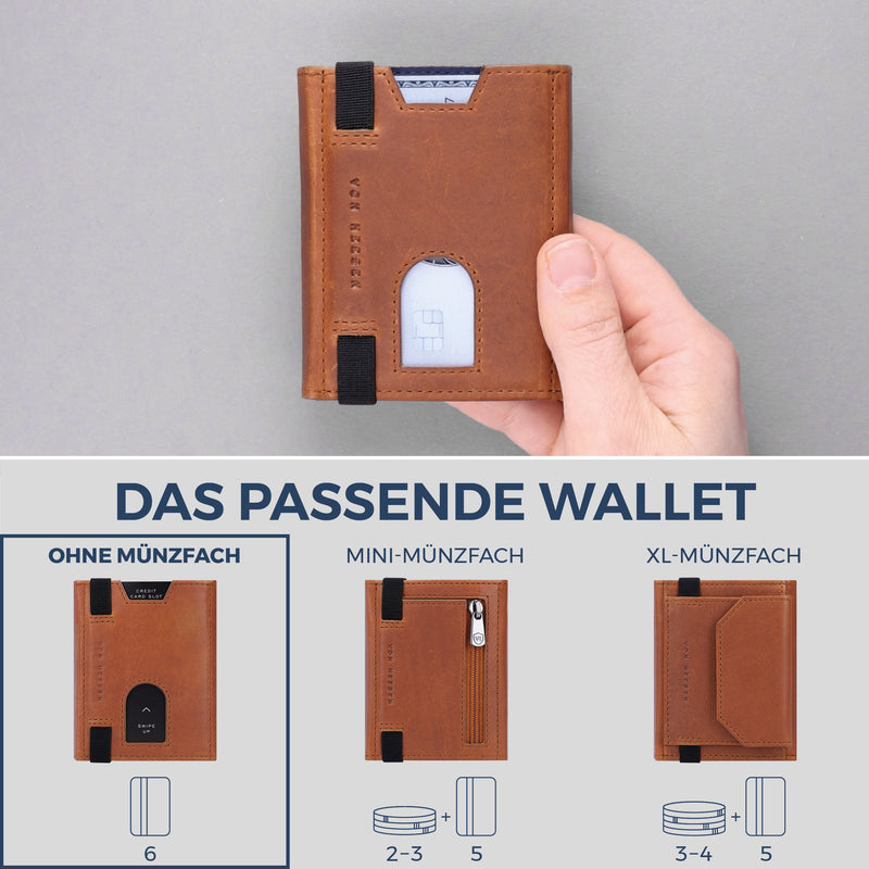 Slim Wallet mit RFID-Schutz & 6 Kartenfächer (Waxy)