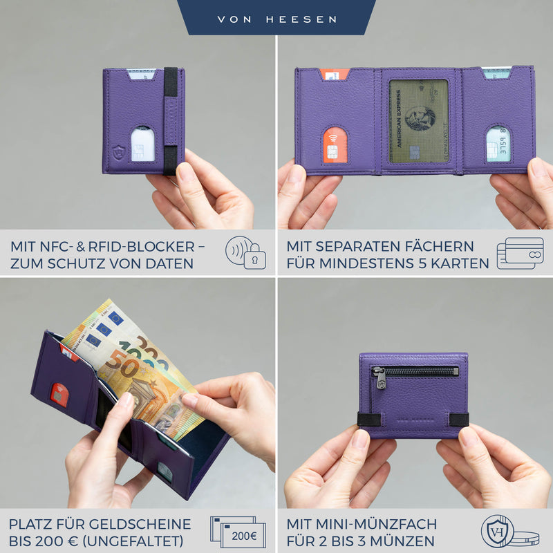 Slim Wallet mit RFID-Schutz, 5 Kartenfächer und Mini-Münzfach