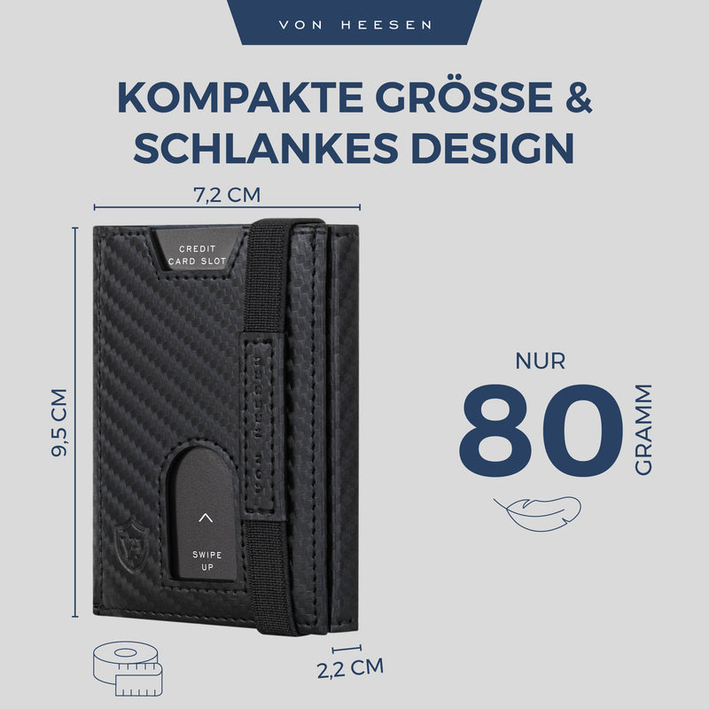 Slim Wallet mit RFID-Schutz, 5 Kartenfächer und Mini-Münzfach