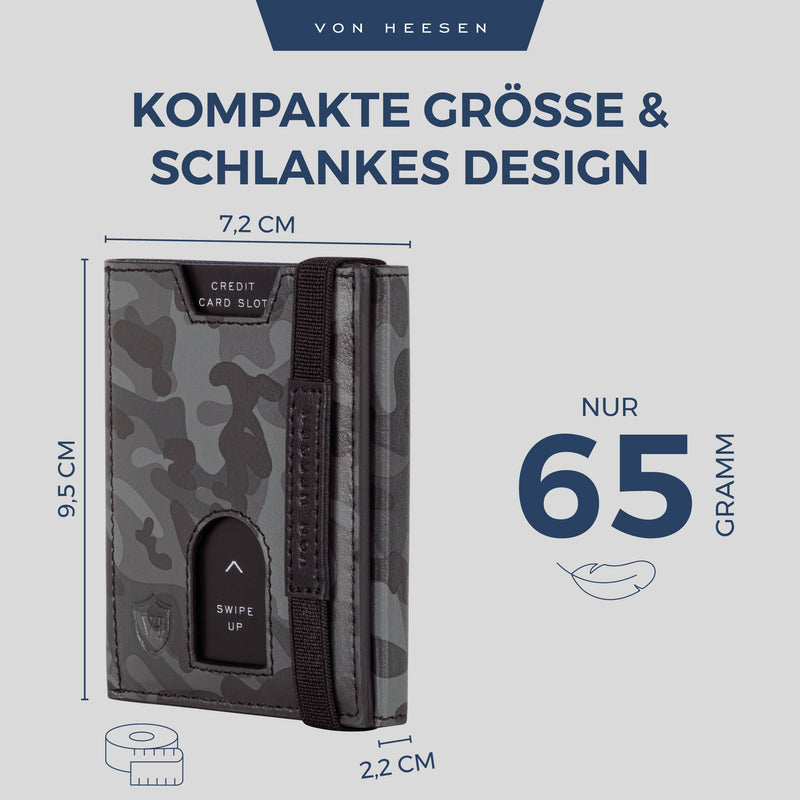 Slim Wallet mit RFID-Schutz, 5 Kartenfächer und Mini-Münzfach