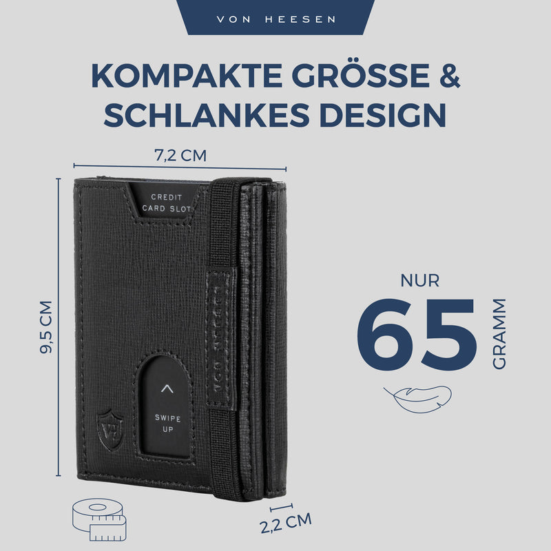 Slim Wallet mit RFID-Schutz, 5 Kartenfächer und Mini-Münzfach