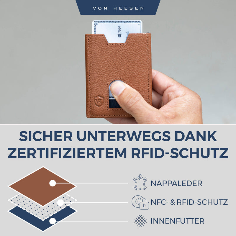 Slim Wallet mit RFID-Schutz, 5 Kartenfächer und Mini-Münzfach
