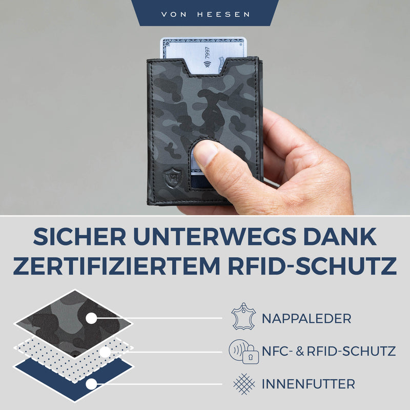 Slim Wallet mit RFID-Schutz, 5 Kartenfächer und Mini-Münzfach