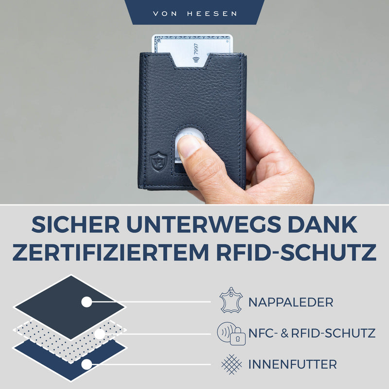 Slim Wallet mit RFID-Schutz, 5 Kartenfächer und Mini-Münzfach