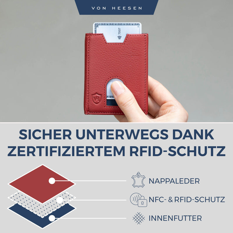 Slim Wallet mit RFID-Schutz, 5 Kartenfächer und Mini-Münzfach