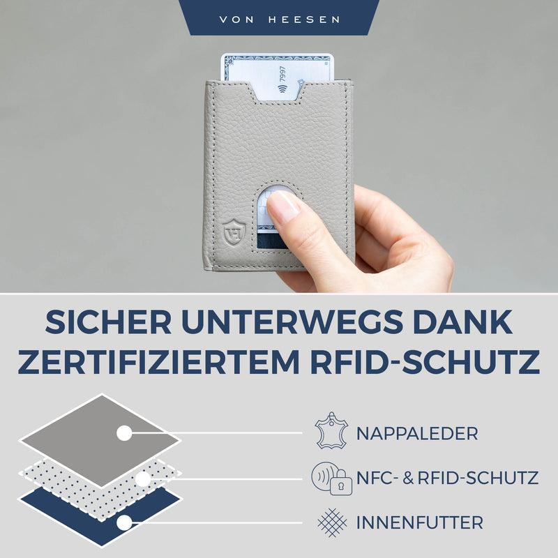 Slim Wallet mit RFID-Schutz, 5 Kartenfächer und Mini-Münzfach