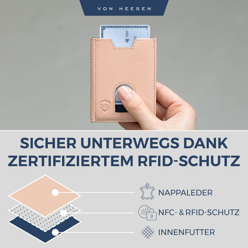 Slim Wallet mit RFID-Schutz, 5 Kartenfächer und Mini-Münzfach
