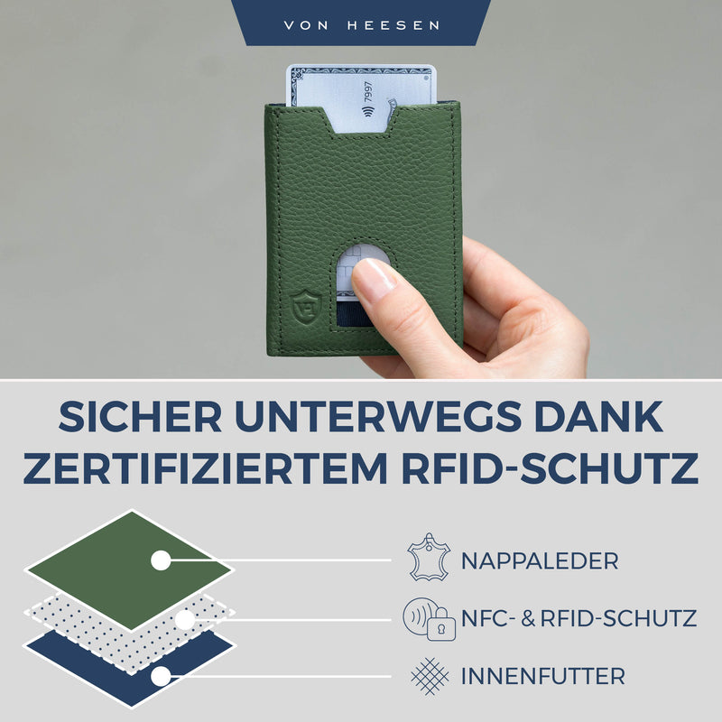 Slim Wallet mit RFID-Schutz, 5 Kartenfächer und Mini-Münzfach