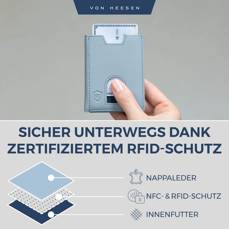 Slim Wallet mit RFID-Schutz, 5 Kartenfächer und Mini-Münzfach