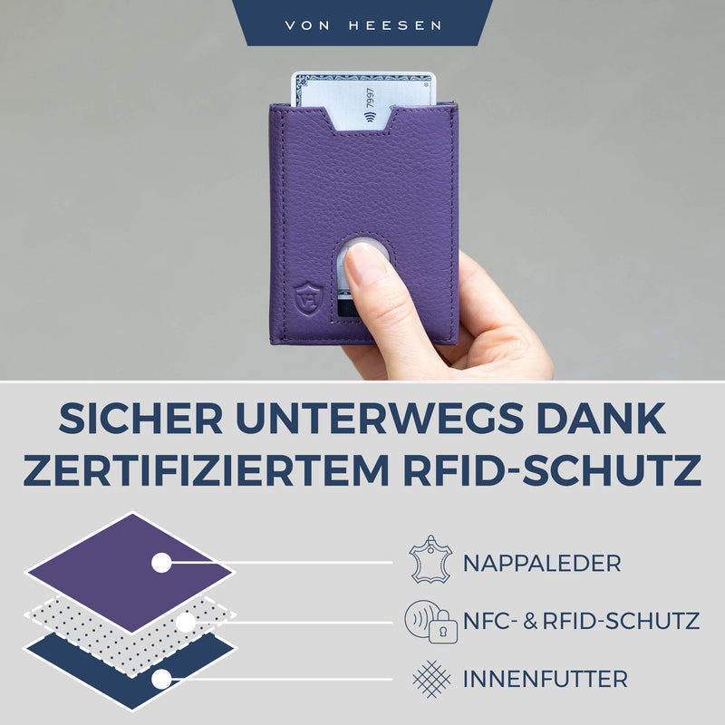 Slim Wallet mit RFID-Schutz, 5 Kartenfächer und Mini-Münzfach