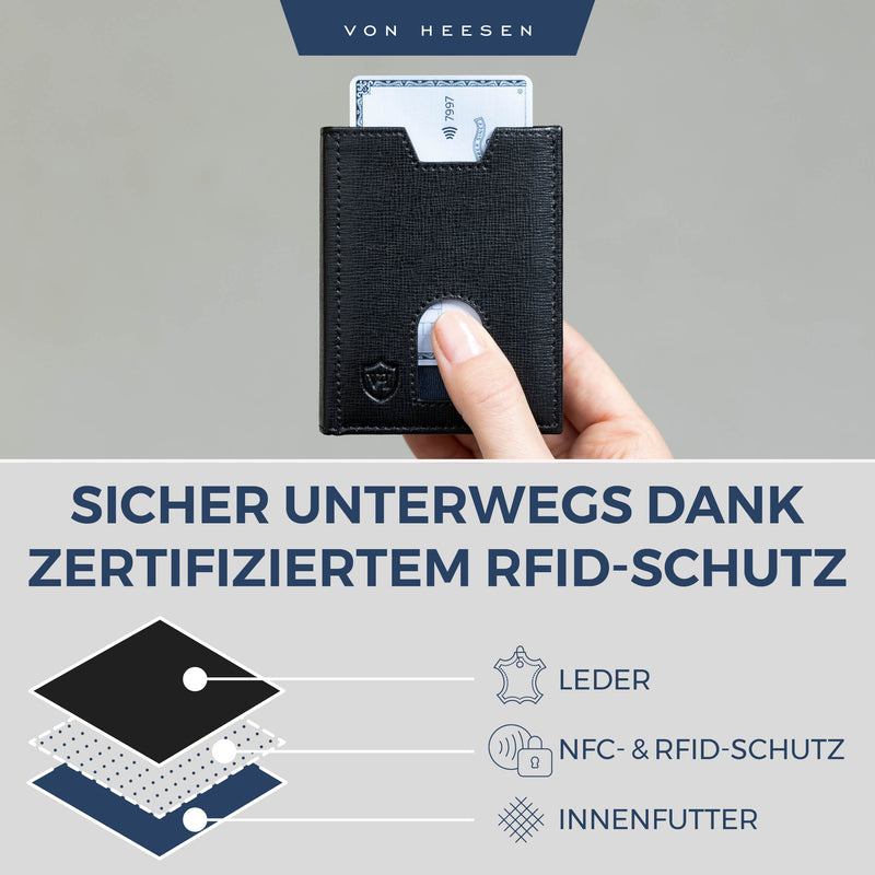Slim Wallet mit RFID-Schutz, 5 Kartenfächer und Mini-Münzfach