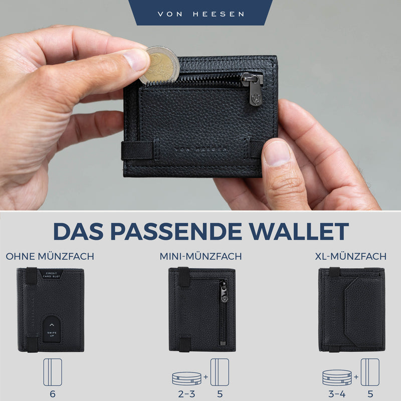 Slim Wallet mit RFID-Schutz, 5 Kartenfächer und Mini-Münzfach