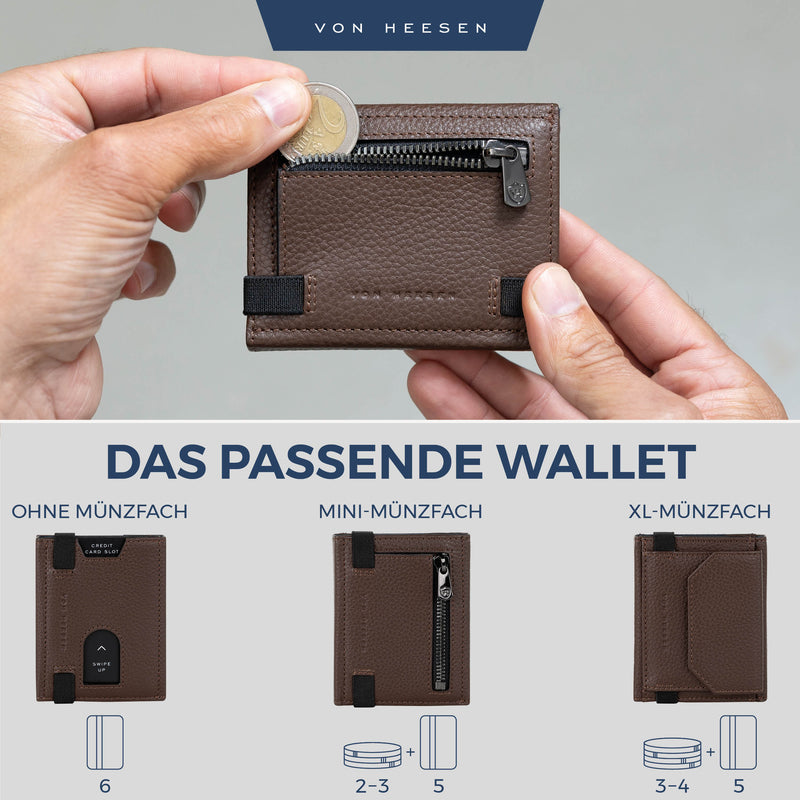 Slim Wallet mit RFID-Schutz, 5 Kartenfächer und Mini-Münzfach