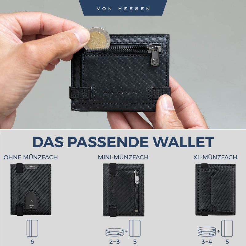 Slim Wallet mit RFID-Schutz, 5 Kartenfächer und Mini-Münzfach