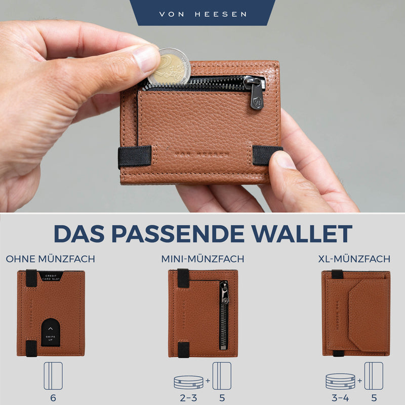 Slim Wallet mit RFID-Schutz, 5 Kartenfächer und Mini-Münzfach