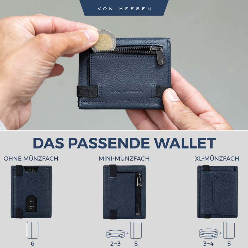Slim Wallet mit RFID-Schutz, 5 Kartenfächer und Mini-Münzfach
