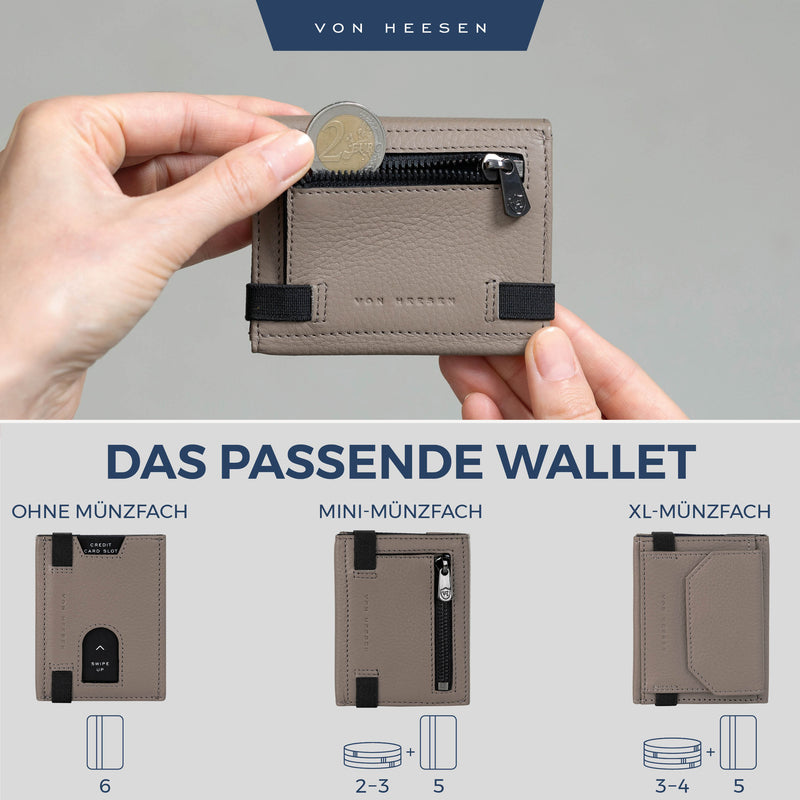 Slim Wallet mit RFID-Schutz, 5 Kartenfächer und Mini-Münzfach