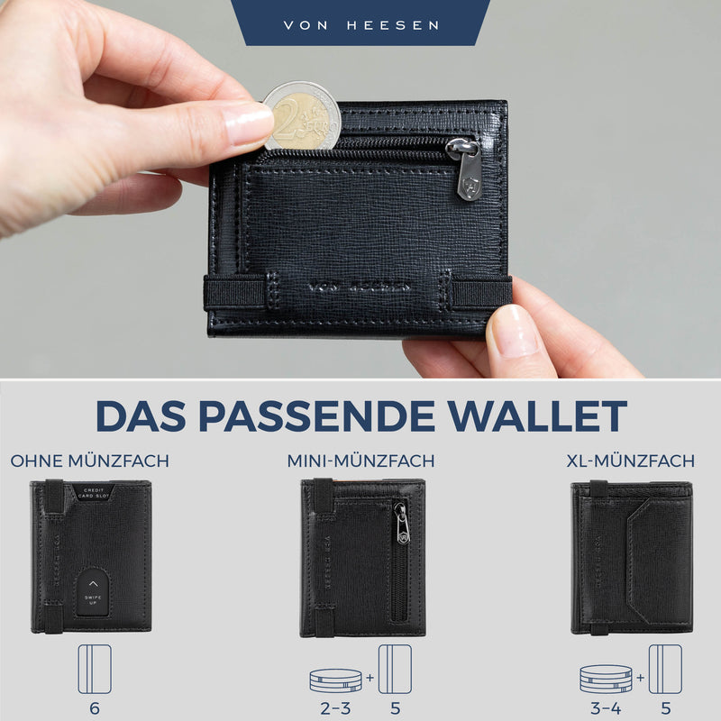 Slim Wallet mit RFID-Schutz, 5 Kartenfächer und Mini-Münzfach