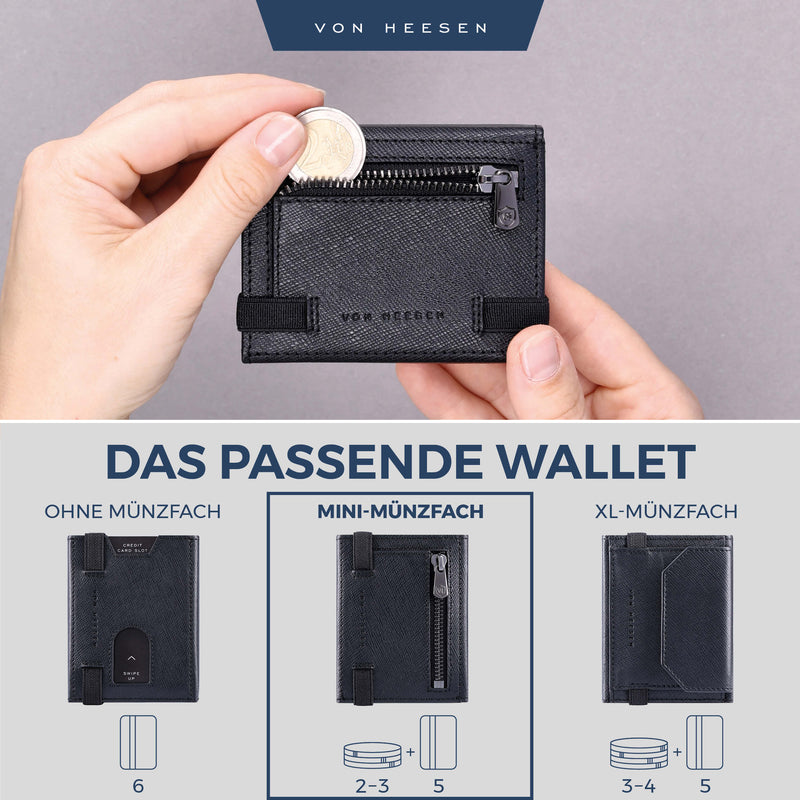Slim Wallet mit RFID-Schutz, 5 Kartenfächer und Mini-Münzfach
