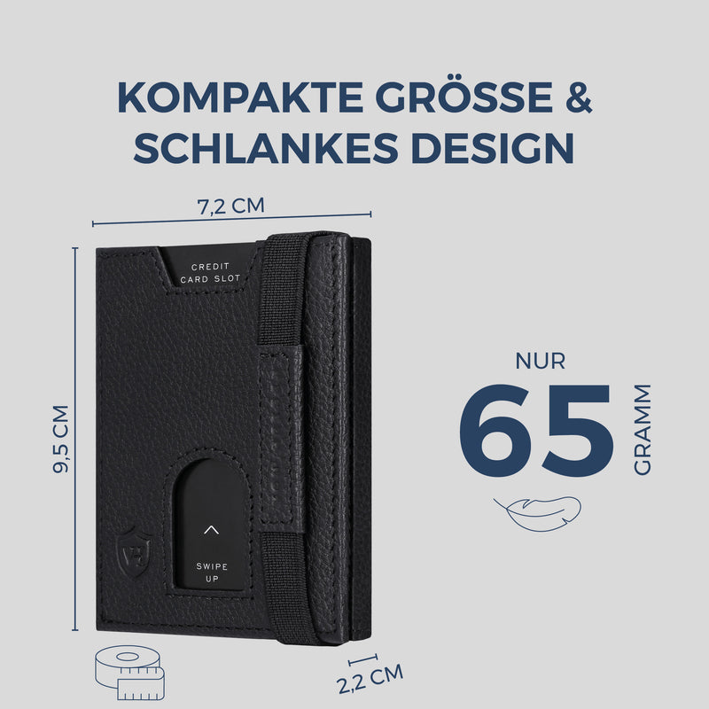 Slim Wallet mit RFID-Schutz, 5 Kartenfächer & Mini-Münzfach (Genarbt)