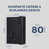Slim Wallet mit RFID-Schutz, 5 Kartenfächer & Mini-Münzfach (Carbon)