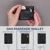 Slim Wallet mit RFID-Schutz, 5 Kartenfächer & Mini-Münzfach (Carbon)
