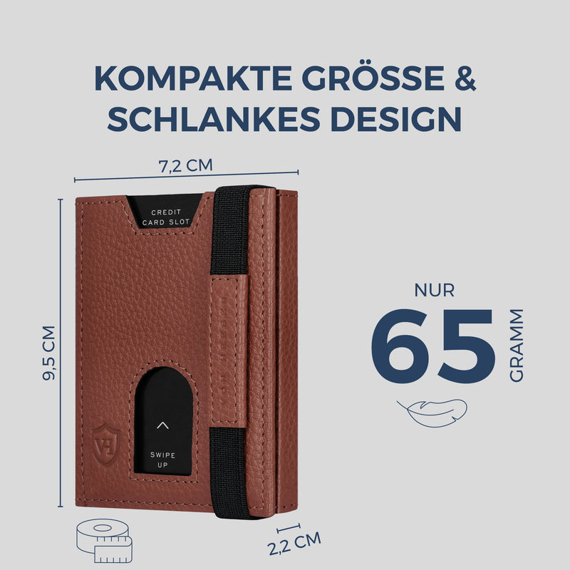 Slim Wallet mit RFID-Schutz, 5 Kartenfächer & Mini-Münzfach (Genarbt)
